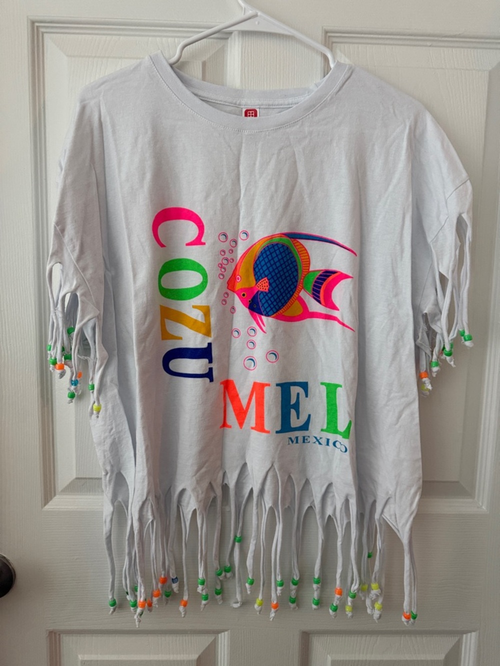 cozumel fringe beaded tee